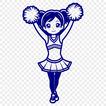 Close-up illustration of a young girl in a cheerleading uniform, ideal for graphic design projects.