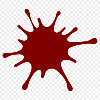 A stylized illustration of a messy splat shape in a vector format.