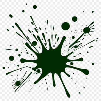 Vector graphic design element featuring a messily splattered shape with smooth lines.