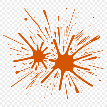 A colorful, irregular shape resembling a splat or blob of slime on a white background.