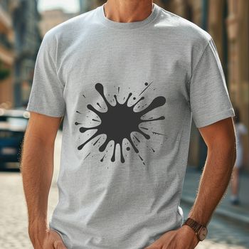 A digital illustration of a colorful splat shape with a messy design.