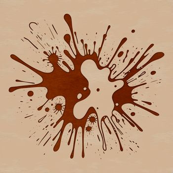A colorful, irregular shape resembling a splattered effect.