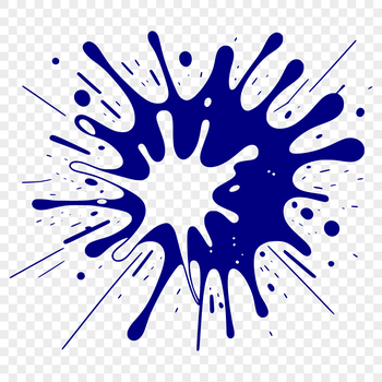 A stylized illustration of a splat shape with smooth lines and a rounded edge.