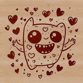 A whimsical monster design featuring love hearts, ideal for crafting and DIY projects.