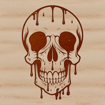 A gothic-inspired skull design with drips and details, suitable for Halloween decorations or art projects.