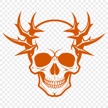 A stylized illustration of a Gothic-style skull with intricate details.