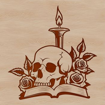 A stylized illustration of a Gothic-style skull, suitable for vector graphics projects.