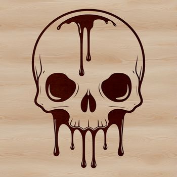 A graphic representation of a skull with dripping effects, suitable for Halloween designs and gothic themes.
