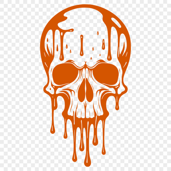 Illustration of a dripping skull with a gothic theme, suitable for Halloween designs.