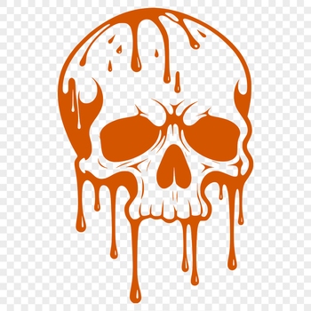 A graphic illustration of a dripping skull, suitable for vector design projects.