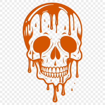 A dark gothic skull with dripping liquid effects in vector format.