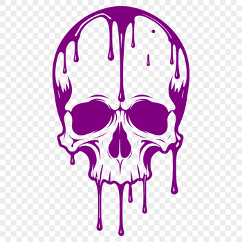 A Gothic-style skull graphic with intricate details and sharp edges, suitable for cutting machines or laser cutters.
