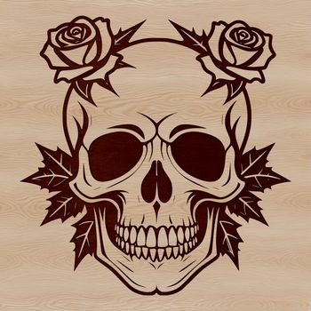A detailed gothic-style skull design with intricate details and a floral pattern, suitable for various digital projects.