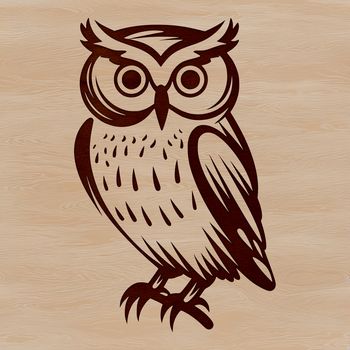 A vector illustration of a witch's owl companion on a spooky Halloween night.