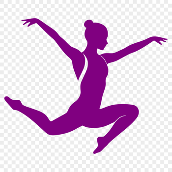 A young female gymnast in mid-air, performing a routine on the balance beam.