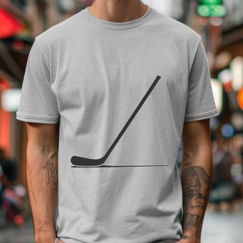 A graphic illustration of a hockey stick and puck, designed as a vector art template.