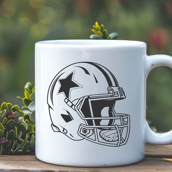American Football logo with a football helmet in the foreground.