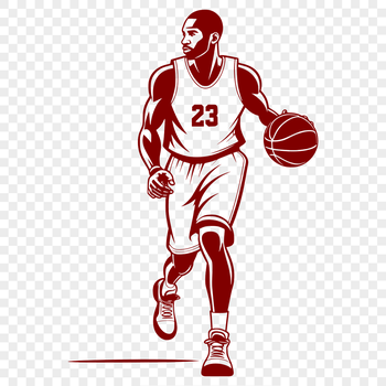A simple illustration of a male basketball player in mid-action, suitable for various designs and projects.