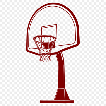 Basketball silhouette with hoop and net in a vector format.