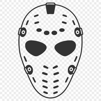An illustration of a hockey player's helmet with a mask and face shield.