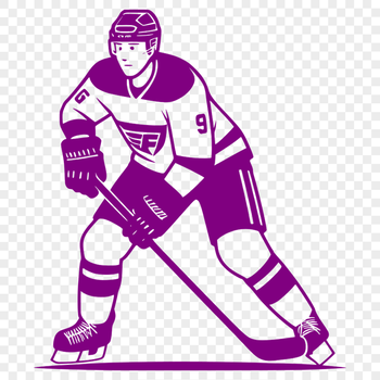 An SVG graphic representation of a person participating in the sport of hockey.