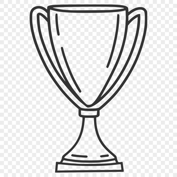 A simple line drawing of a trophy, suitable for use in graphic design projects.
