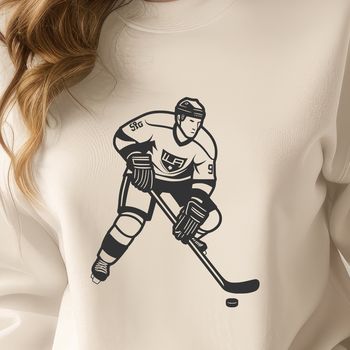 A vector illustration of an ice hockey player in mid-motion, suitable for digital use.