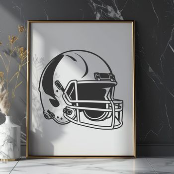 An illustrated American football with a removable template for cutting machines like Cricut or laser cutters.