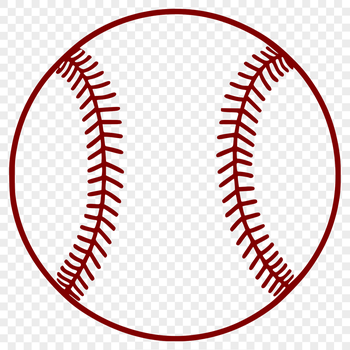 A simple illustration of a baseball with stitches and texture.