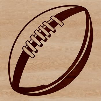 An illustration of an American Football with laces and panel markings.