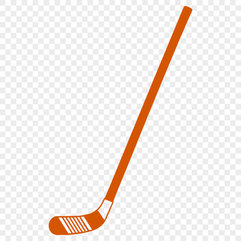 A simple vector illustration of a hockey stick with a puck on the end.