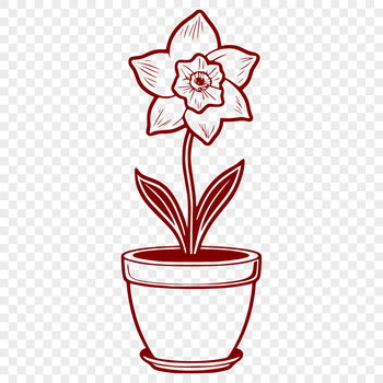 A stylized illustration of a daffodil flower in a pot, suitable for digital design.