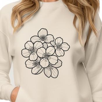 A stylized illustration of a cherry blossom in bloom, suitable for vector design.