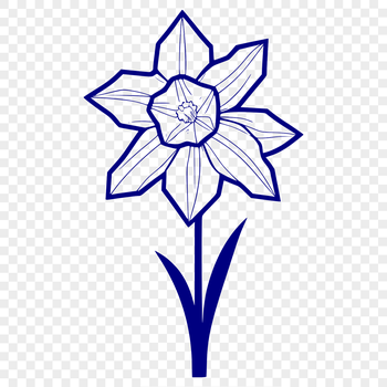 A high-quality illustration of a single daffodil flower with yellow petals and green stem.