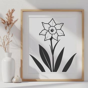 An SVG vector graphic representation of a daffodil plant, suitable for commercial or personal use in various design projects.