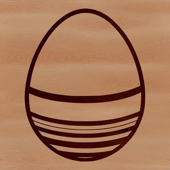 A decorative egg design made from connected lines and shapes.