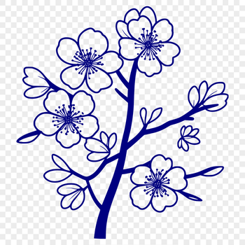 A stylized illustration of a cherry blossom plant with pink flowers, suitable for vector design and cutting machine projects.