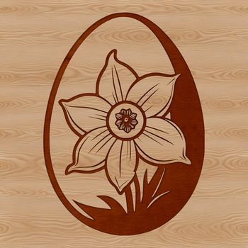A simple illustration of a colorful Easter egg decorated with daffodils.