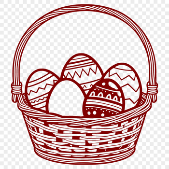 A colorful illustration of a decorated Easter egg in various shapes and patterns.