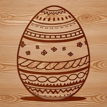 An Easter-themed vector graphic of an ornate egg with various patterns and textures.