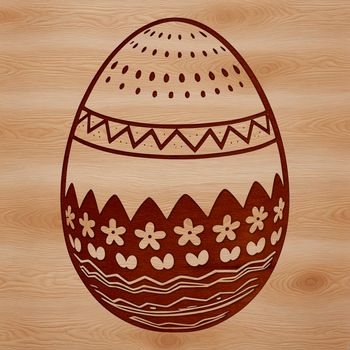 A hand-drawn illustration of a decorated Easter egg in various colors.