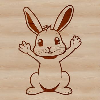 A standing rabbit figurine made from vector lines and shapes, suitable for digital use in graphic design projects.