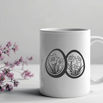 Vector illustration of a decorated Easter egg with spring-themed design elements.