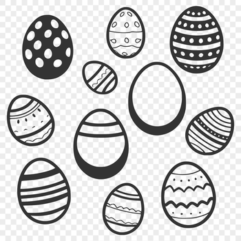 An illustrated Easter egg in various colors and patterns, suitable for vector art projects.