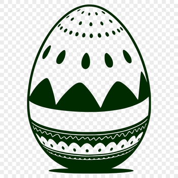 Illustrated Easter egg with spring-themed design elements.