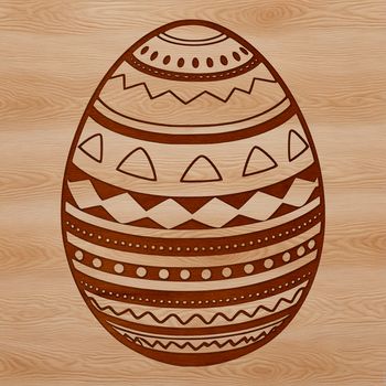 A detailed illustration of a stylized Easter egg with colorful designs.