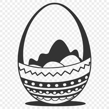 An illustrative Easter egg shape with intricate details suitable for digital cutting machines or pyrography projects.