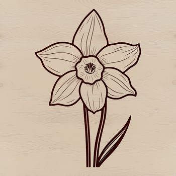 A vector illustration of a daffodil flower in full bloom.