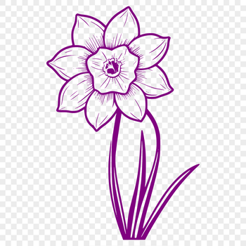 A stylized illustration of a daffodil flower against a white background, suitable for digital design and crafting.