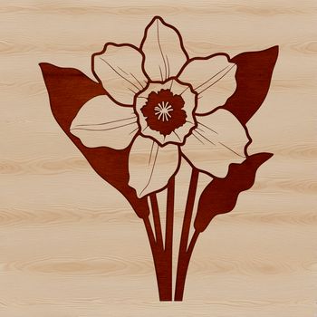 Illustrated daffodil flower in a simple line art style, suitable for digital crafting and design projects.